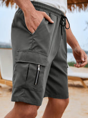 Мужские шорты карго большого размера из прочной тканой ткани с карманами, шнурком на поясе