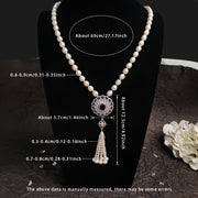 Women’s Pearl Necklace with 8-9mm Freshwater Pearls and Cubic Zirconia