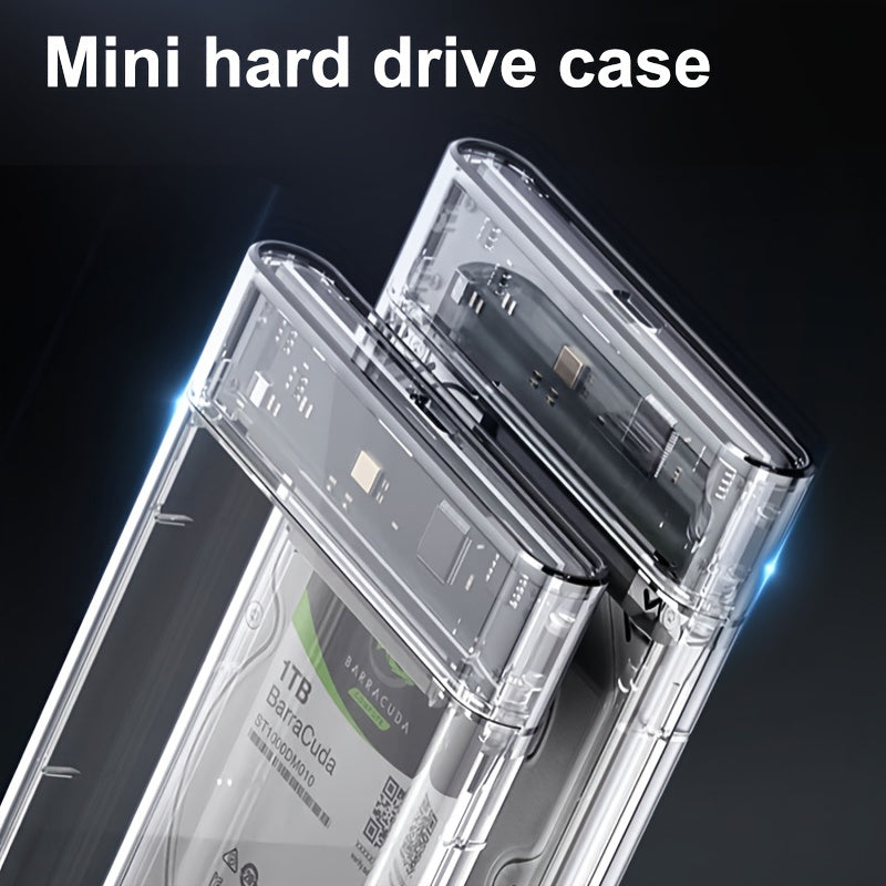 2.5-Inch SATA SSD Hard Drive Enclosure USB 3.1 Type-C Transparent Case