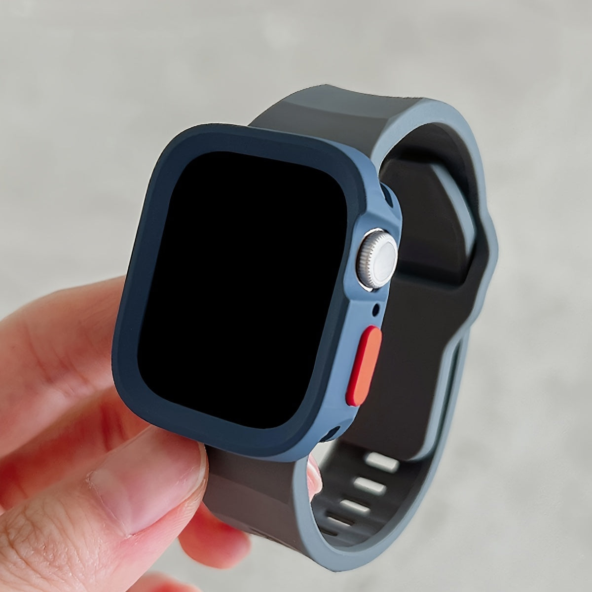 Two-Pack Silicone Smartwatch Case with Adjustable Anti-Fall Wrist Strap Compatible with Apple Watch Series 1-9 SE Ultra