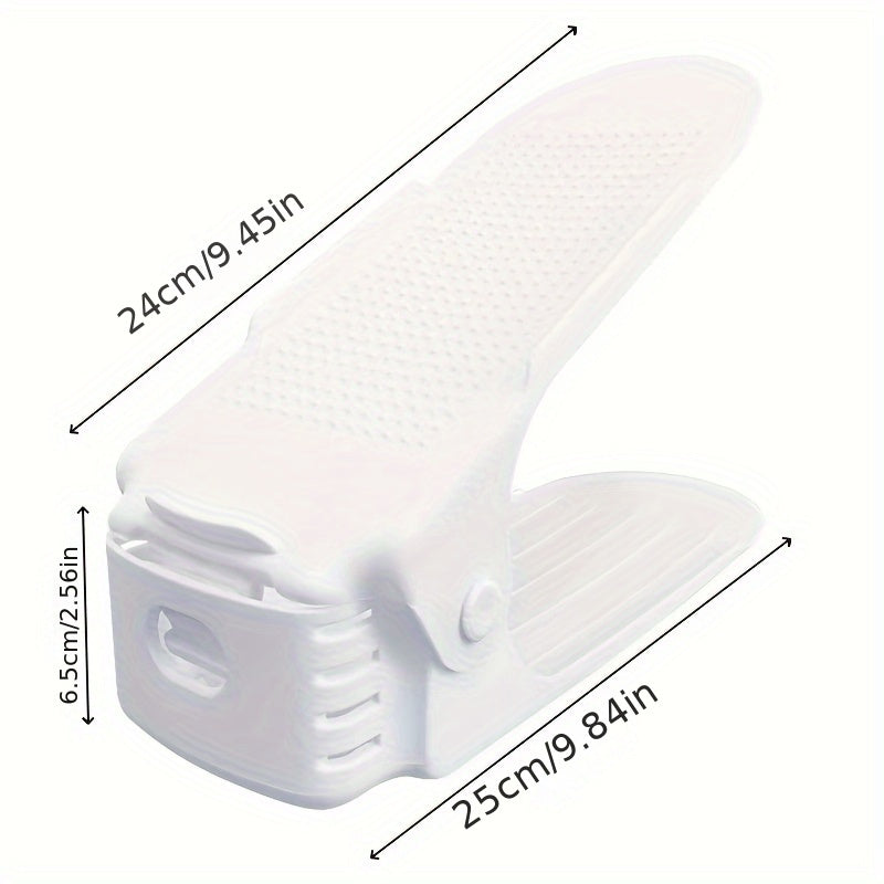 Estante para zapatos de doble capa con estantes ajustables, organizador de plástico blanco para armario y dormitorio