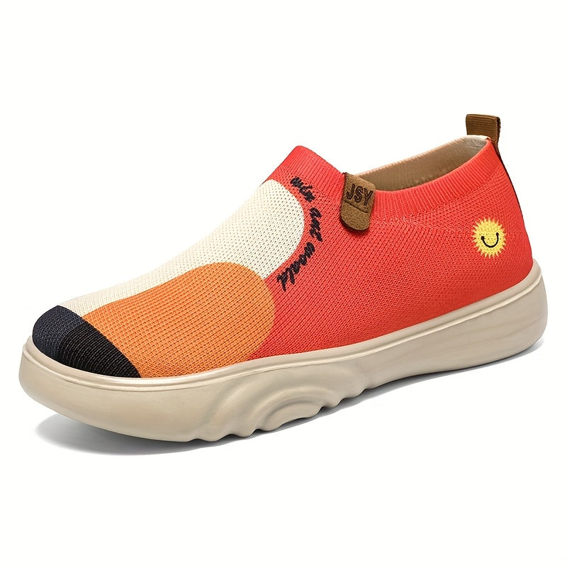 Women's Casual Fabric Slip-On Sneakers Breathable Soft-Soled Colorful Designs