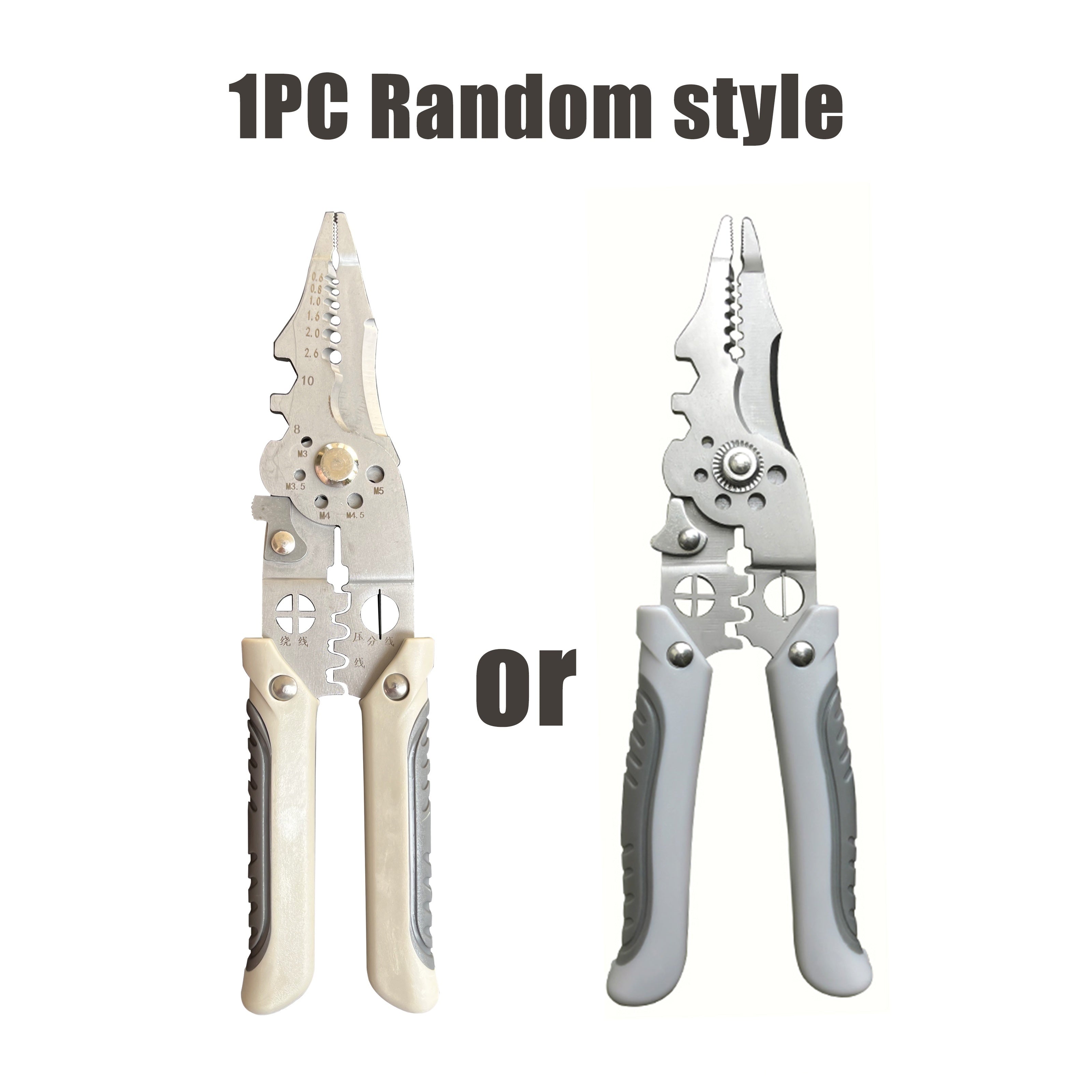 Alicates cortadores y pelacables de acero inoxidable de 21.59cm, herramienta eléctrica industrial multifuncional