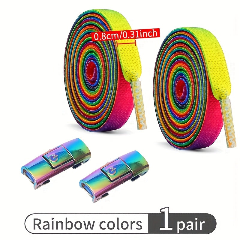Unisex Elastic No-Tie Shoelaces 100cm Polyester Rainbow Comfortable