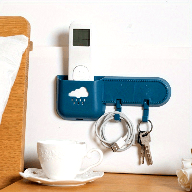 Wall-Mounted Organizer Set with Phone Charging Holder and Key Hooks for Bedroom Bathroom