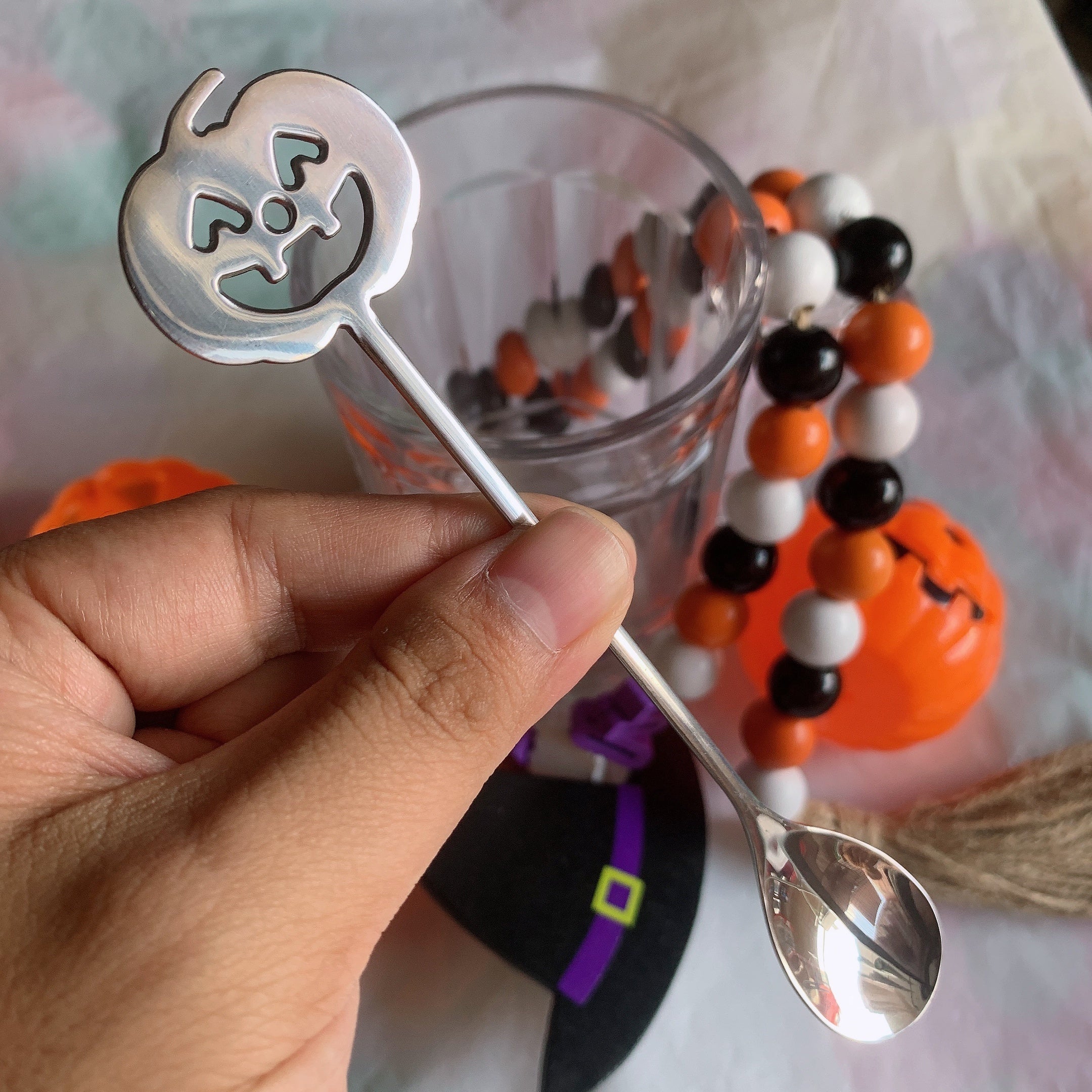 Set de regalo de Halloween, mini cucharita de café de 1 pieza y cubertería de acero inoxidable