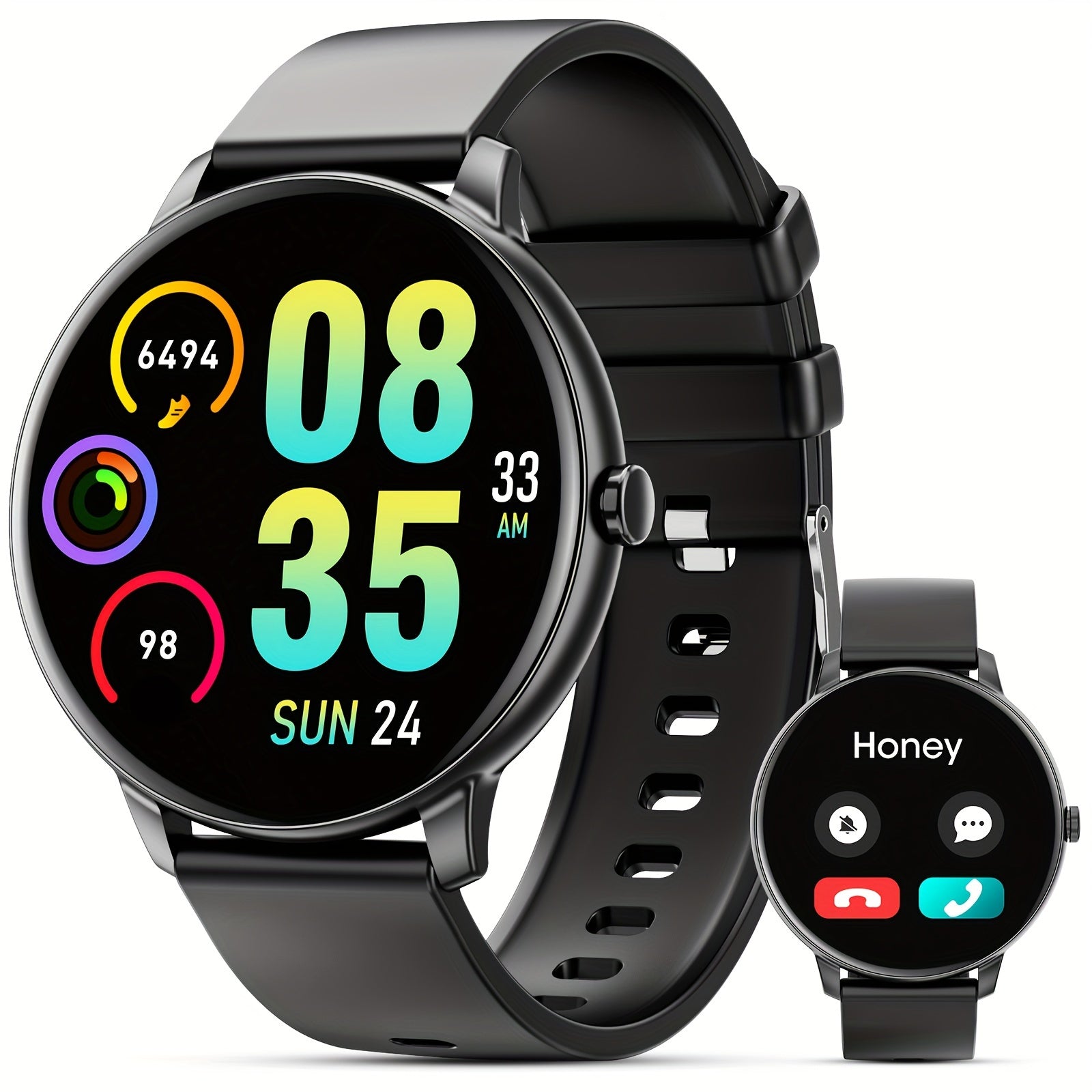 Reloj inteligente para hombres y mujeres con pantalla HD de 3.53cm, llamadas inalámbricas, control de música para múltiples deportes, asistente de voz AI