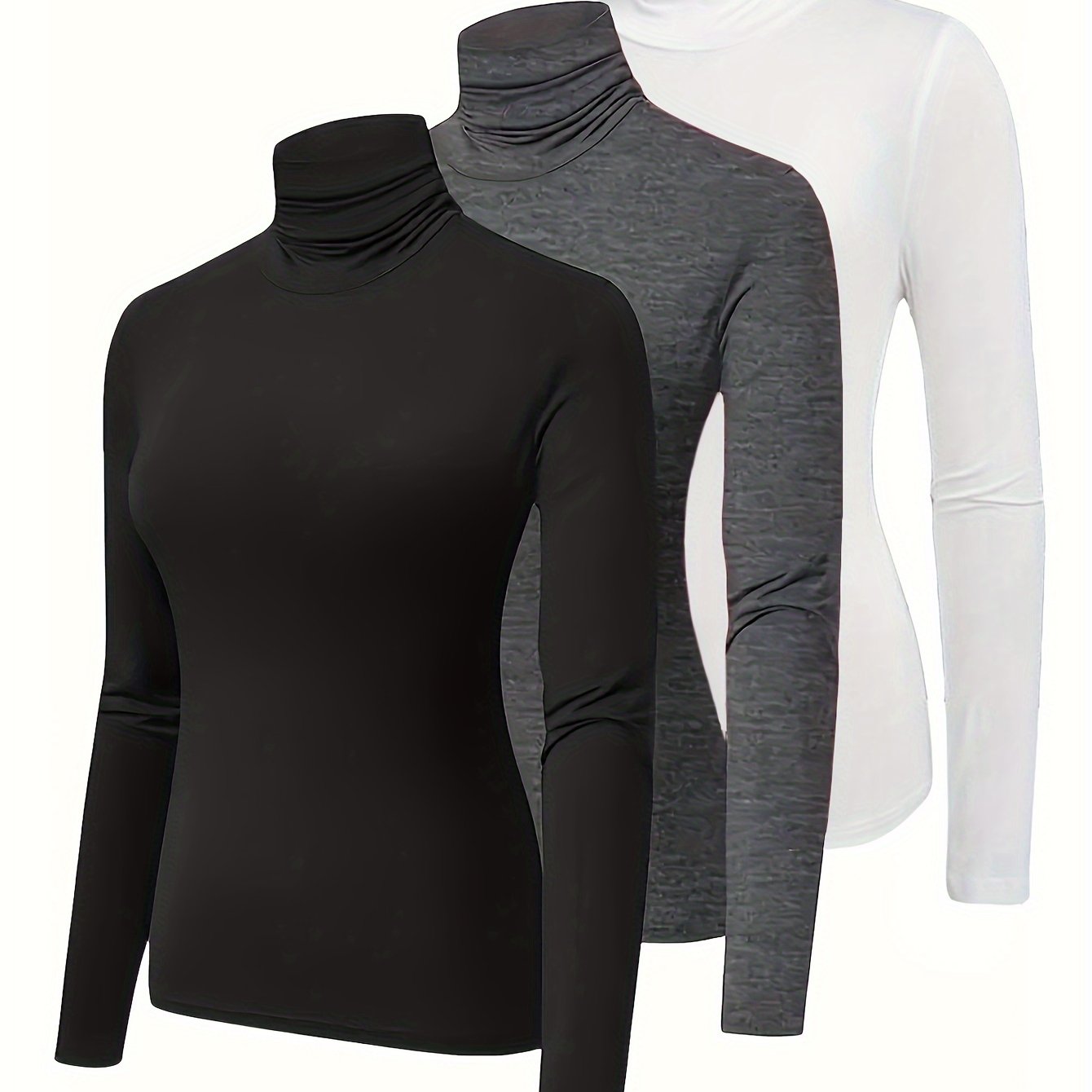 Женский комплект термобелья для женщин, топ с длинным рукавом и воротником-стойкой, 3 шт.