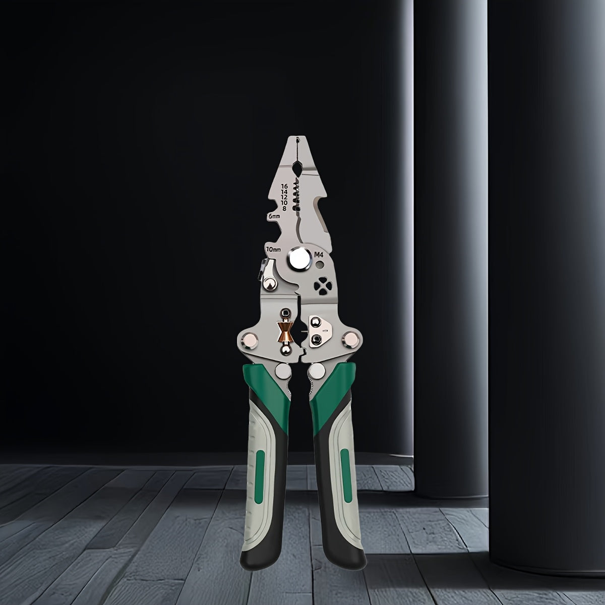 Portable Metal Electrician's Tool with Folding Wire Stripper for Electrical and Automotive Repair