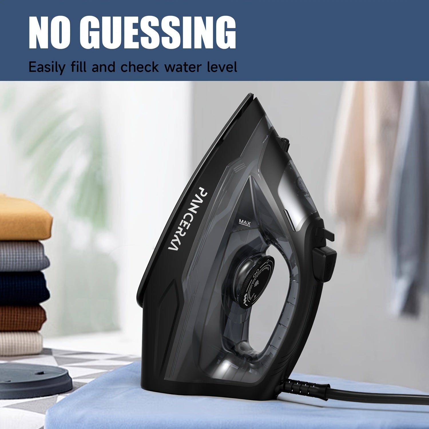 Electric Steam Iron for Garments 1600W Self-Cleaning Non-Stick Soleplate