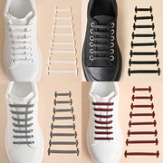 Unisex Silicone Shoelaces No-Tie Elastic Stretch Laces Black 16pcs