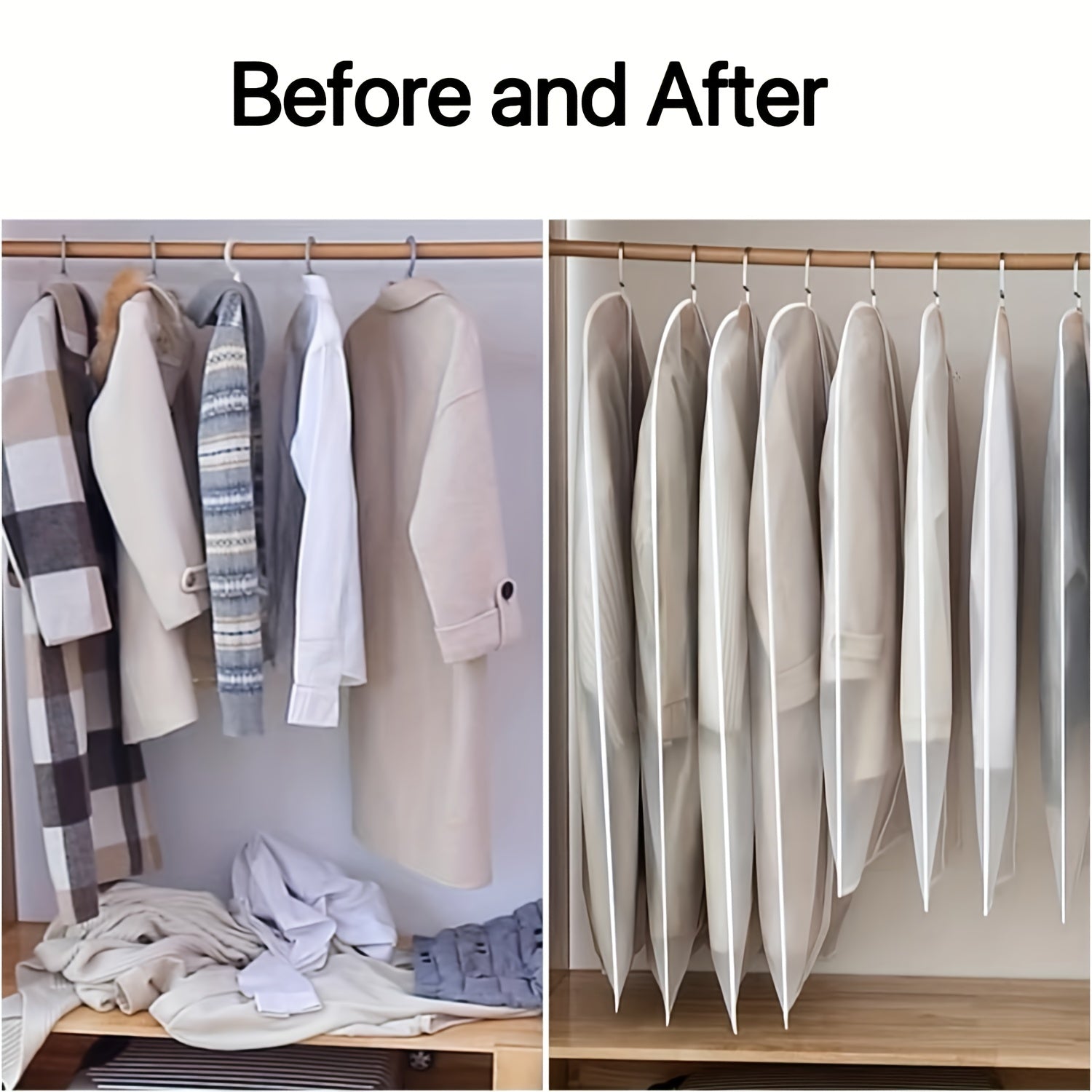 Juego de 5 bolsas de ropa ahorradoras de espacio con cremallera para almacenamiento de ropa, organización sin polvo