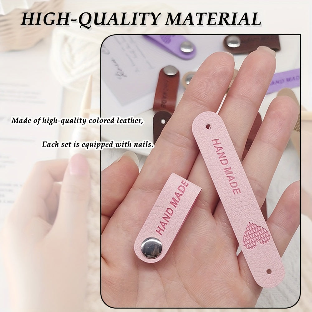 Set of 30 Heart-Shaped Synthetic Leather Crafting Tags for Crochet Knitting Scarves Hats Dolls