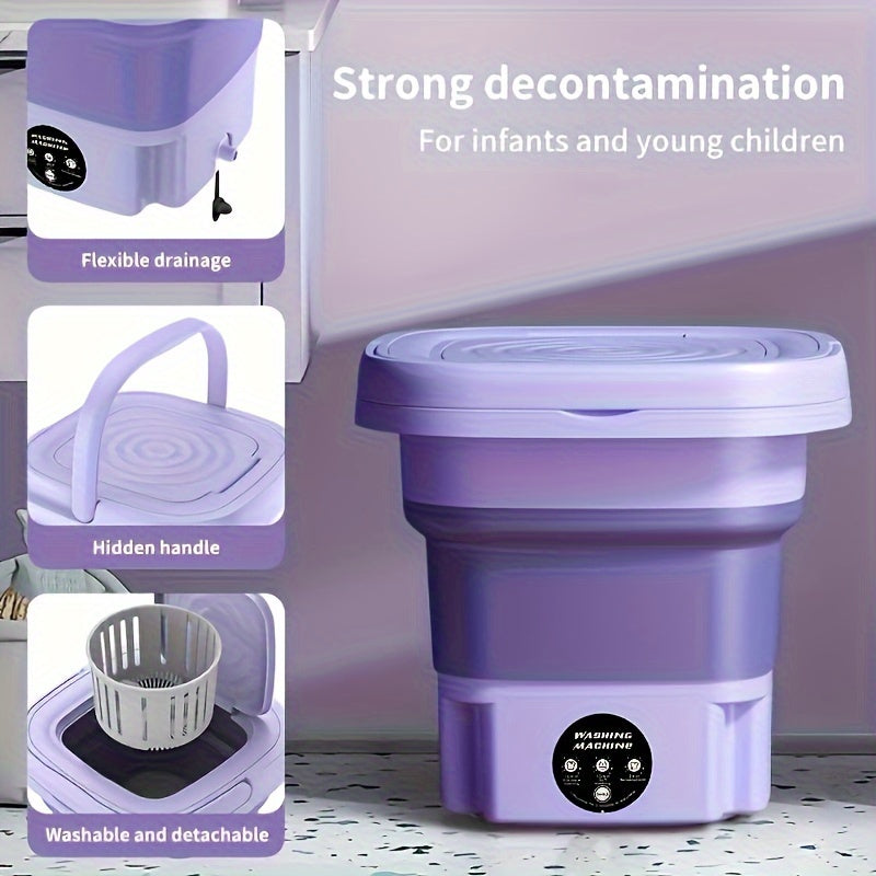 Portable 8L Foldable Washing Machine for Underwear Socks Space Saving Battery Powered