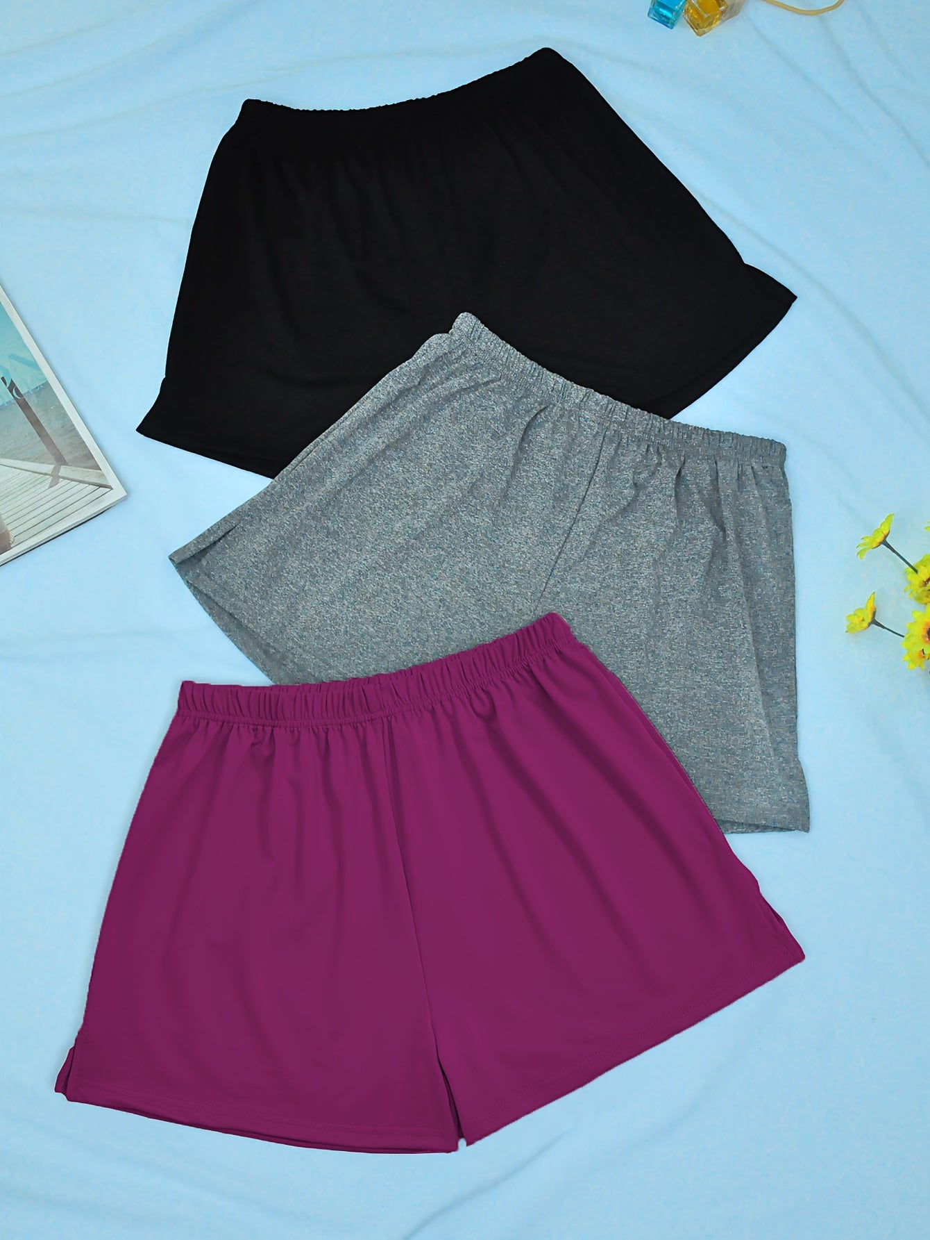 Женский комплект шорт для сна с одним поясом, большого размера, однотонные, с эластичным поясом, шорты для отдыха