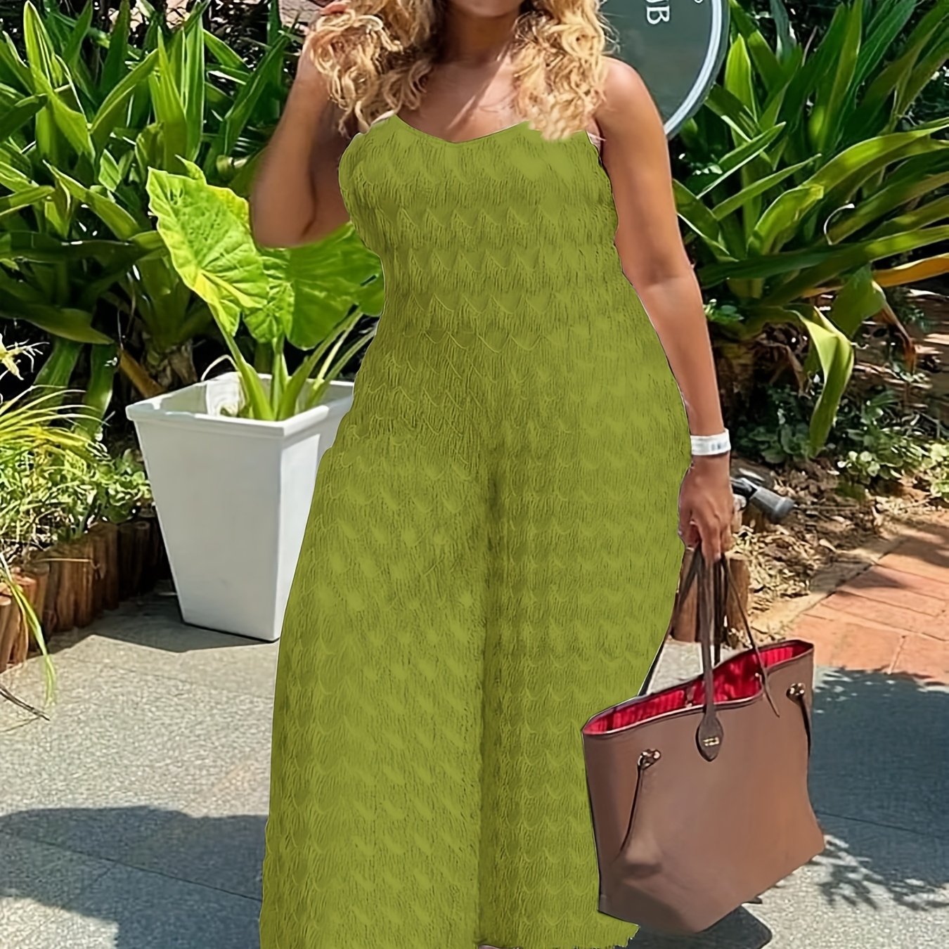 Plus Size Women's Jumpsuit Oversized Wide Strap Bodysuit