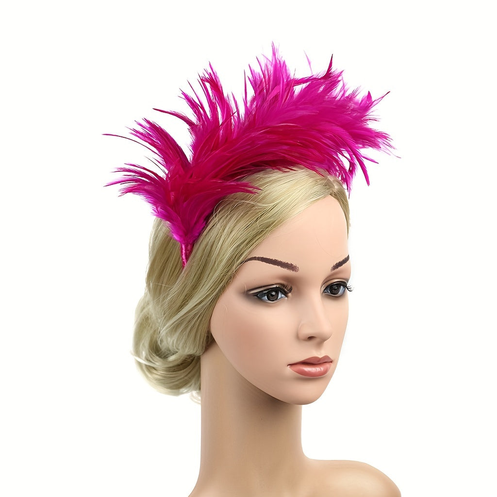 Faux Feather Headband Fascinator for Women Carnival Costume Hair Accessory