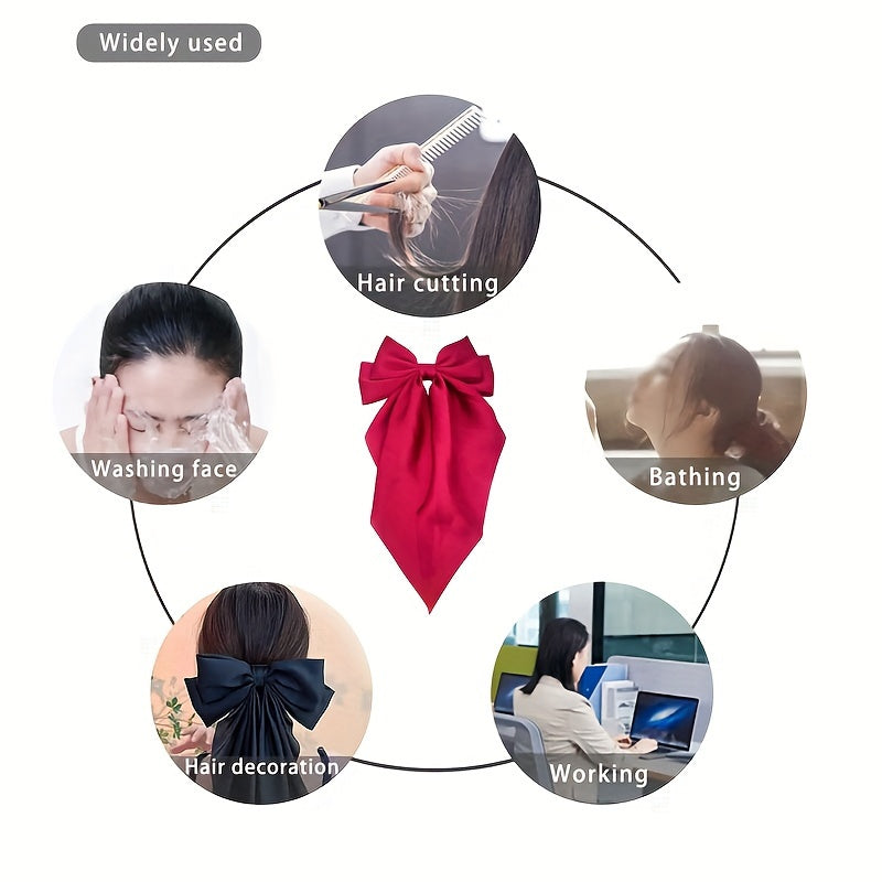 Set of 4 Women's Satin Bow Hair Clips for Casual and Vacation Wear