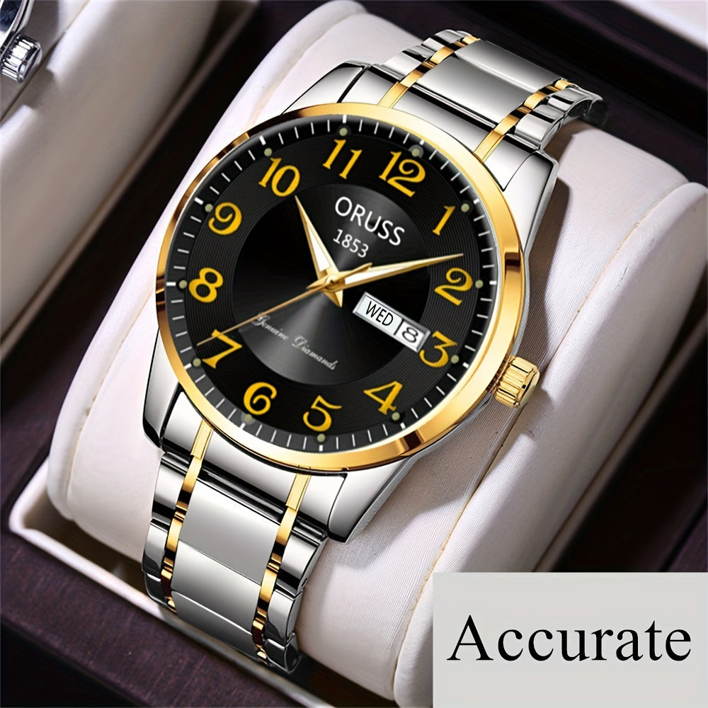 Men's Business Watch Digital Quartz Watch with Calendar and Alloy Case