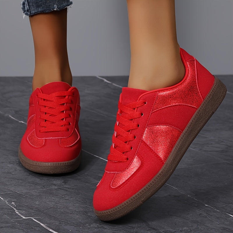Women'S Casual Glitter Sneakers - Low Top Breathable Fabric Shoes