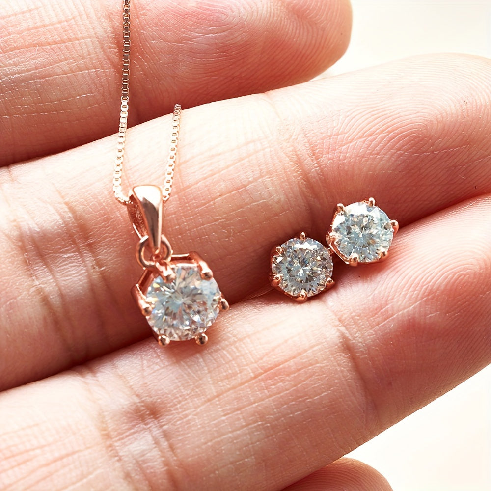 Комплект ювелирных изделий из серебра 925 пробы с 4-частной ожерельем из моиссанита, 1-частным кольцом из моиссанита и 2-частными серьгами из моиссанита, доступный в различных цветах. Поставляется в подарочной коробке.