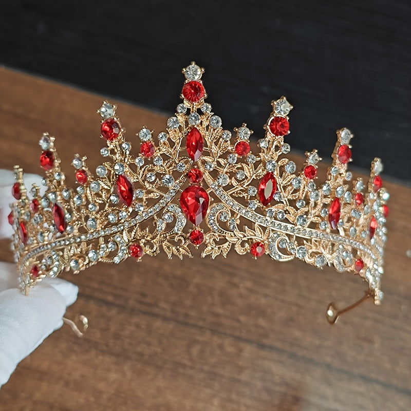 Diadema nupcial con cristales, corona oversized para bodas y eventos