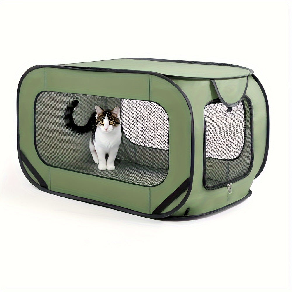 Foldable Pet Cage with Lockable Zipper for Cats and Small Dogs Indoor Outdoor Use