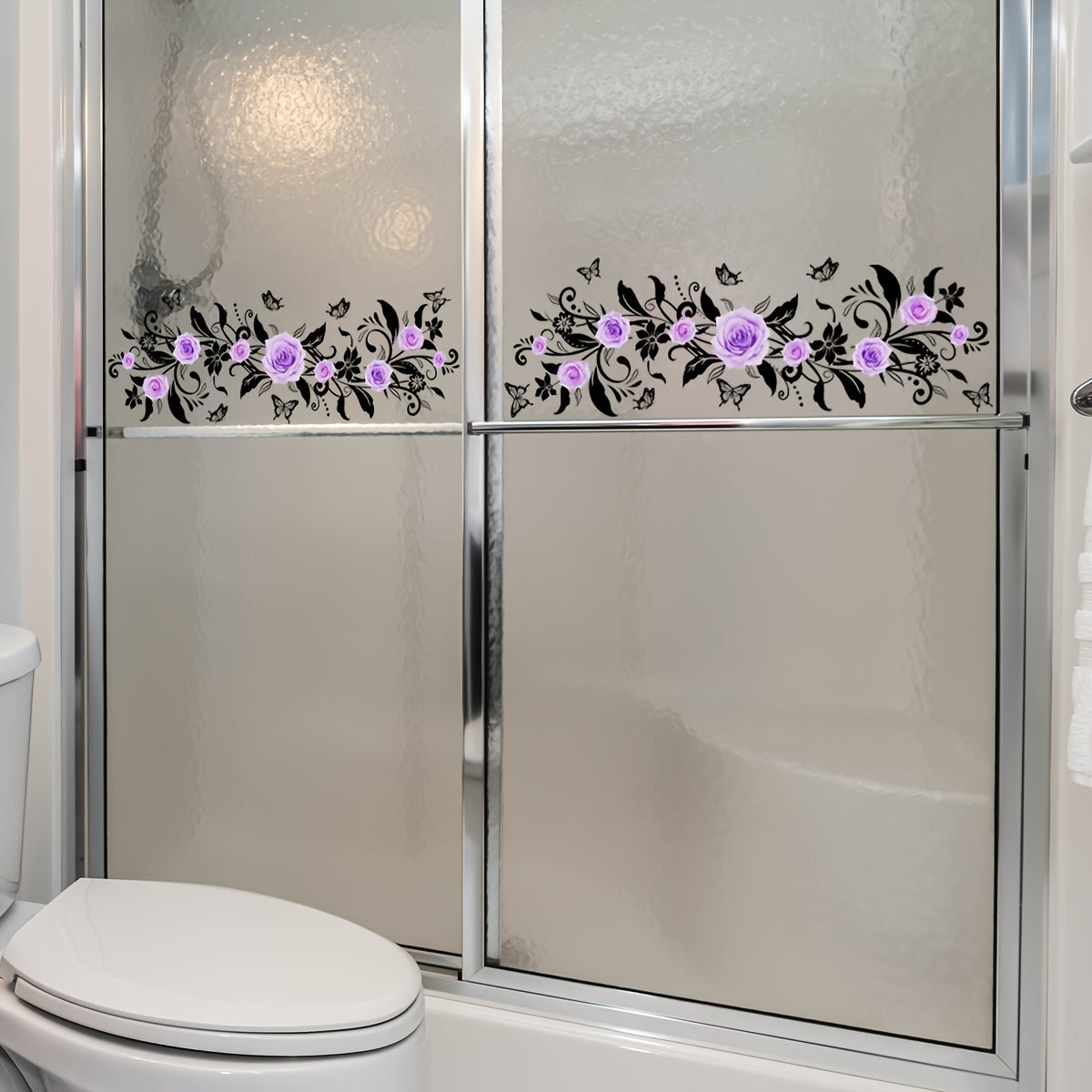 Purple Rose Wall Stickers 15x50cm Double-Sided Self-Adhesive for Living Room Bedroom Bathroom