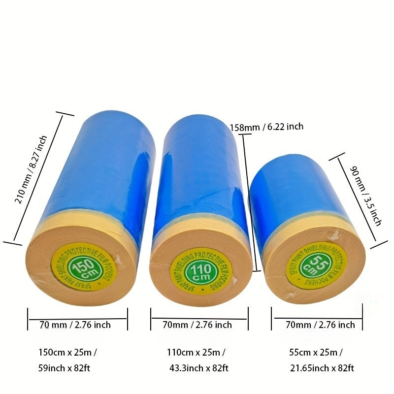 Blue Pre-Taped Masking Film for Auto Painting, Protective Sheeting