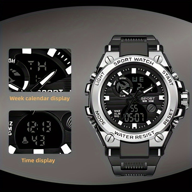 Men's Waterproof Smartwatch with Large Dial Luminous Display and Calendar