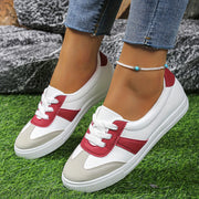 Women's Casual White Sneakers with Color Block Design and Lightweight Sole