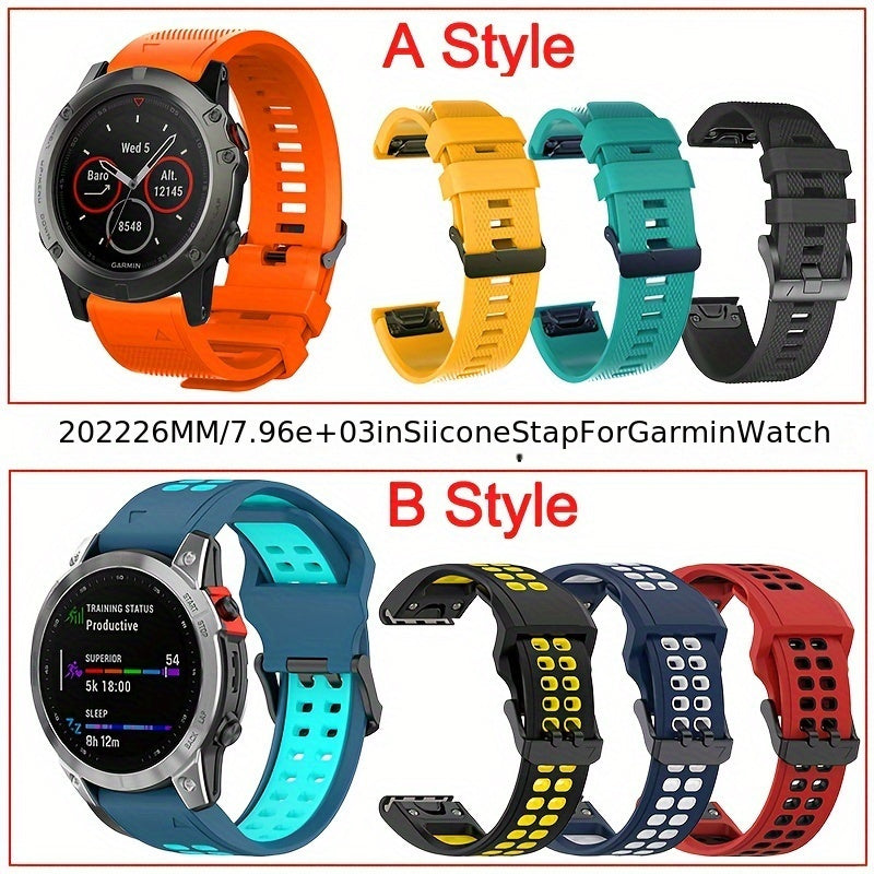 Garmin Fenix 7 Solar, Forerunner 955, Instinct 2 va boshqalar uchun maksimal qulaylik va chidamlilik uchun mo'ljallangan yuqori samarali sport kamarlarimiz bilan yangilang. Fenix 6, 5, Forerunner 945, Fenix3 HR, Descent MK 1 va boshqalar bilan mos keladi.