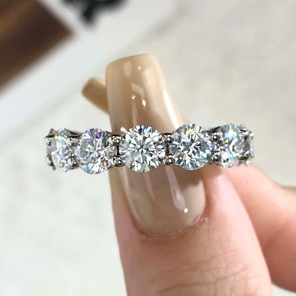 Women's Moissanite Wedding Band 3.2ct 925 Silver Vintage Stackable Ring