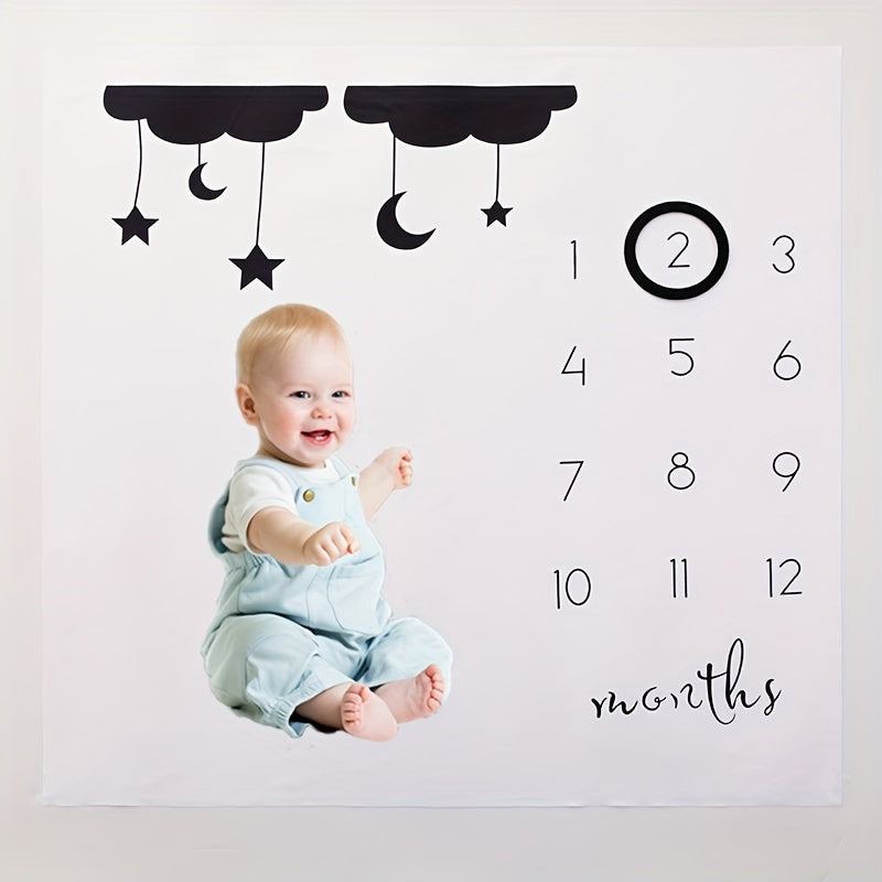 Baby Photography Blanket Soft Cotton Milestone Prop for Newborns and Monthly Photoshoots