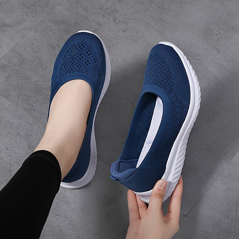 Women's Breathable Slip-On Sneakers Low Top Casual Fabric Solid Color All-Season