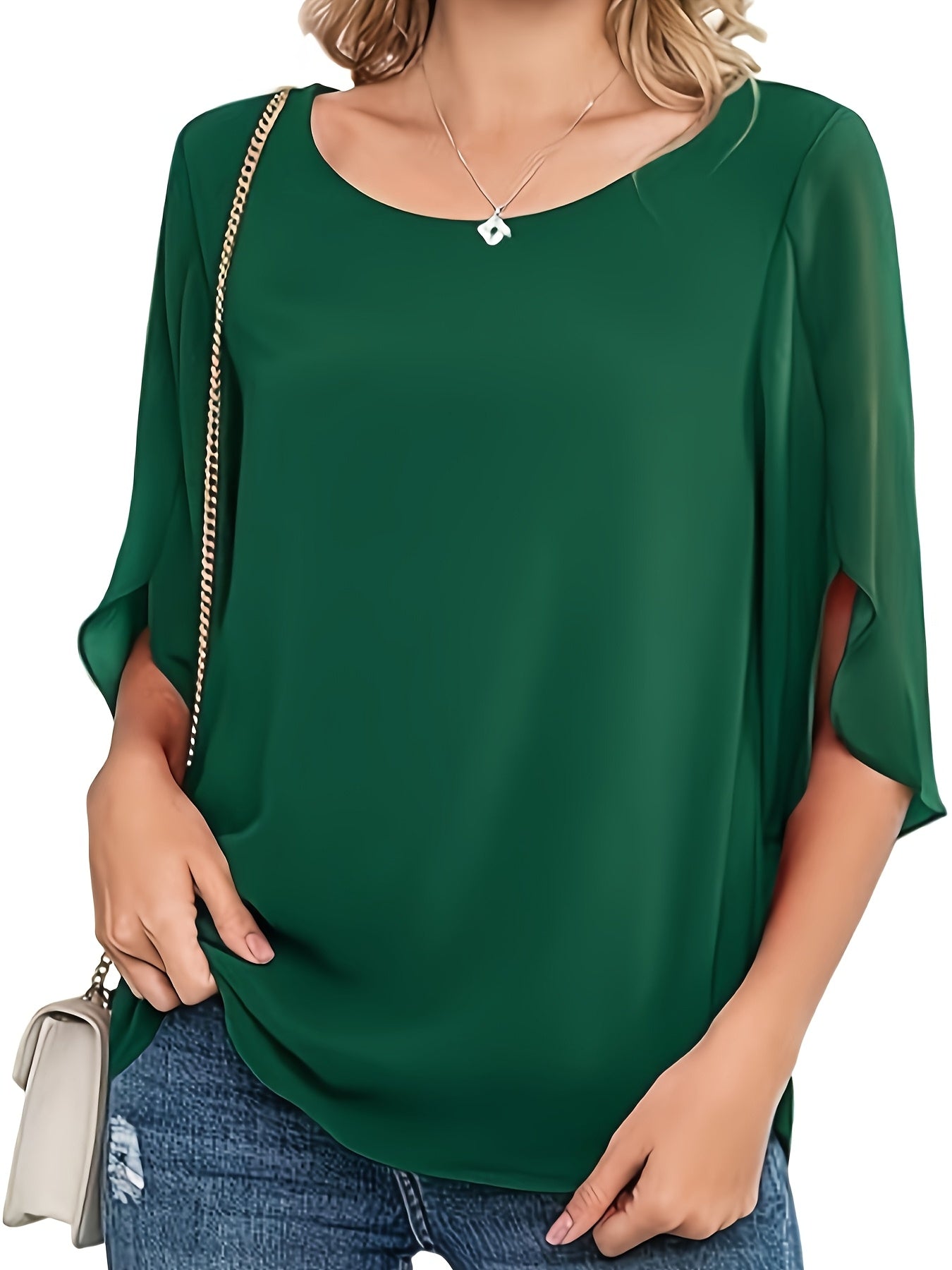 Plus Size Women's Chiffon Blouse Lightweight Short Sleeve Casual Formal Top