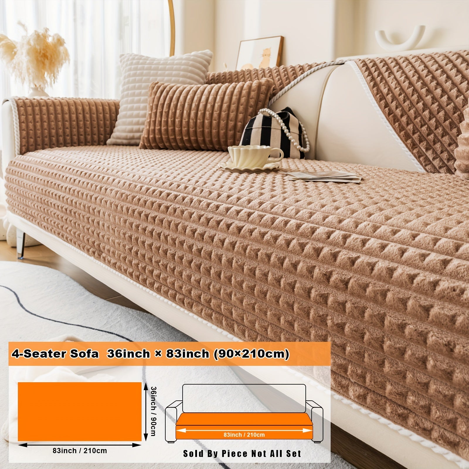 Нескользящая плюшевая накидка на диван для всей мебели, безопасная для домашних животных, легко очищается