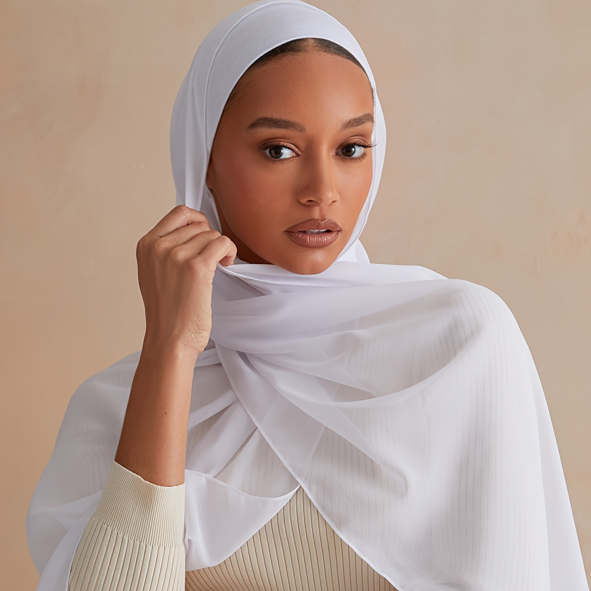 Women's Solid Color Chiffon Scarf - Lightweight and Breathable, Elegant and Simple Style, Windproof and Sun Protection Shawl