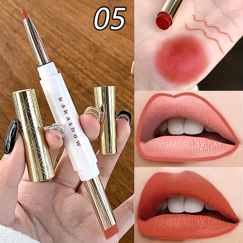 Mujeres lápiz labial de doble extremo de larga duración y antiadherente, resistente al agua