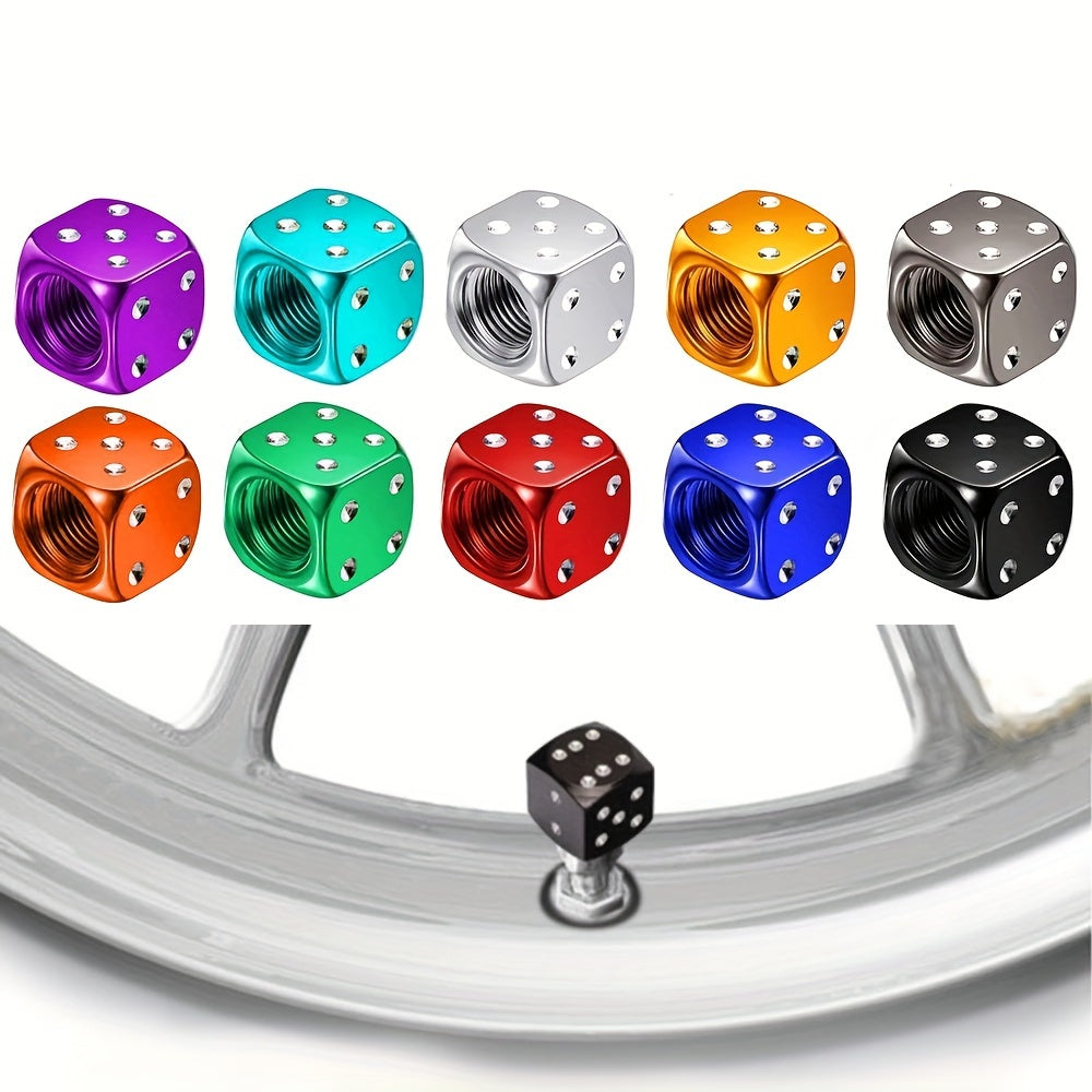 4pcs Aluminum Alloy Color Dice Air Intake Covers Universal Tire Caps for Car Bike