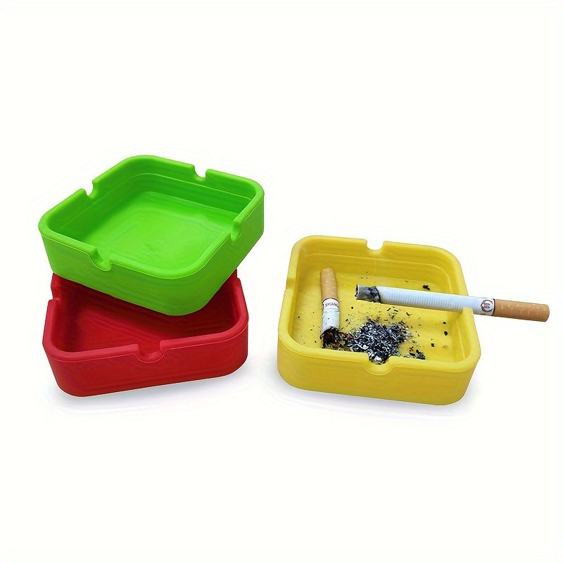 Unisex Silicone Square Ashtray Solid Color Anti-Drop Ash Storage Box