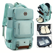 Light Blue Travel Backpack with 43.94cm Laptop Compartment Shoe Pocket Mesh Ventilation