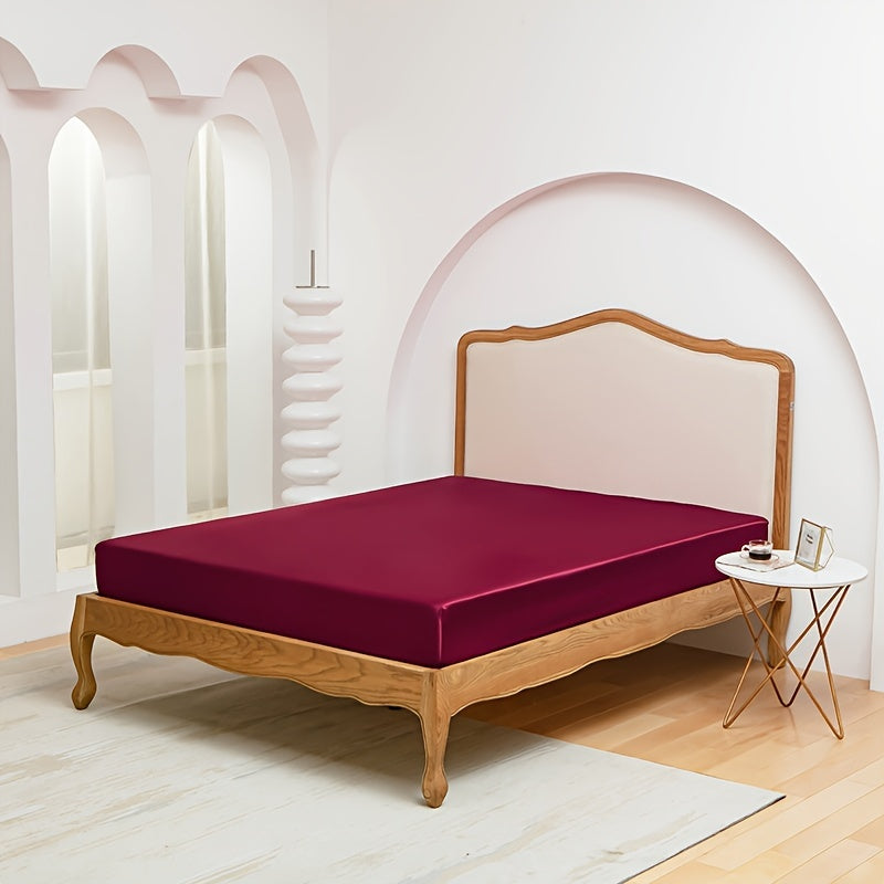 Silky Soft 100% Polyester Satin Bed Sheet for All Seasons Light Luxury Pilling-Resistant Queen Size