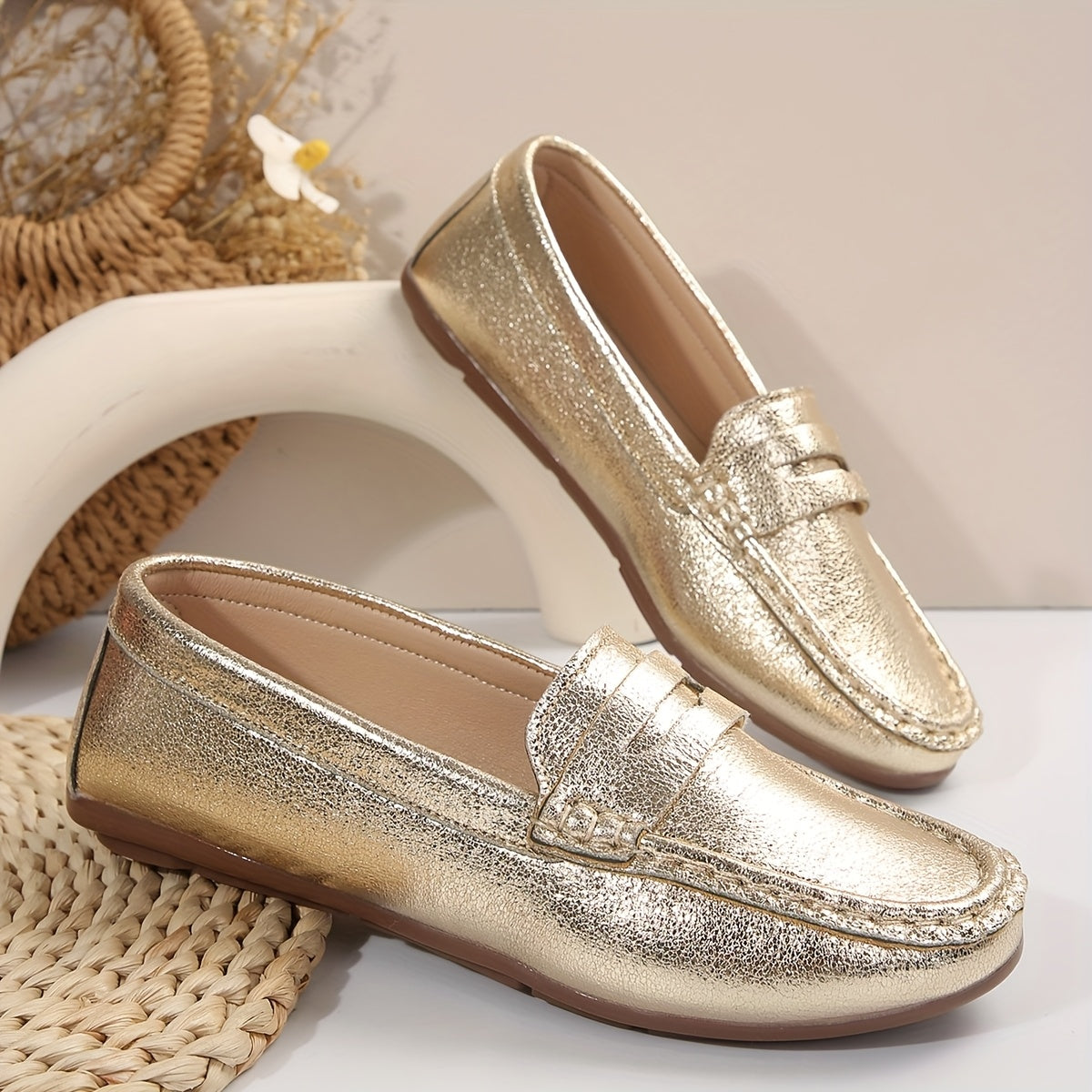 Ayollar uchun Glitter sintetik Mary Jane flats, oson kiyinadigan, dumaloq burchakli, sirpanishga qarshi poyabzal