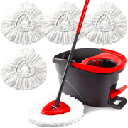 Oq Vileda O-Cedar mikroto'qima aylanuvchi mopu to'ldirish boshligi, 1 dona, batareyalarga ehtiyoj sezmasdan yashash xonalaridagi pollarni osonlik bilan tozalaydi.