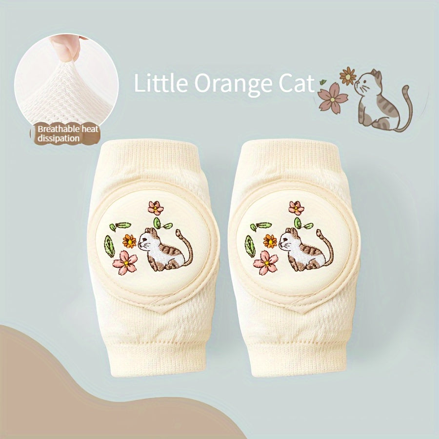 Kids Knee Pads Set of 2 Lightweight Breathable Anti-Slip Beige Polyester