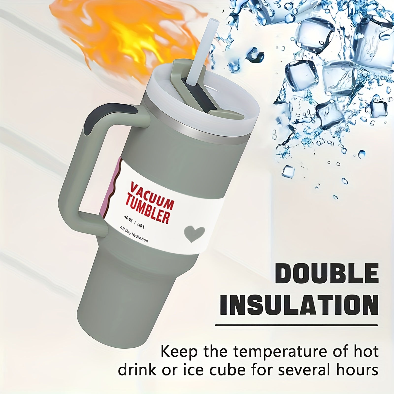 40oz Stainless Steel Tumbler with Lid and Straw BPA-Free Shatterproof for Iced Tea Coffee