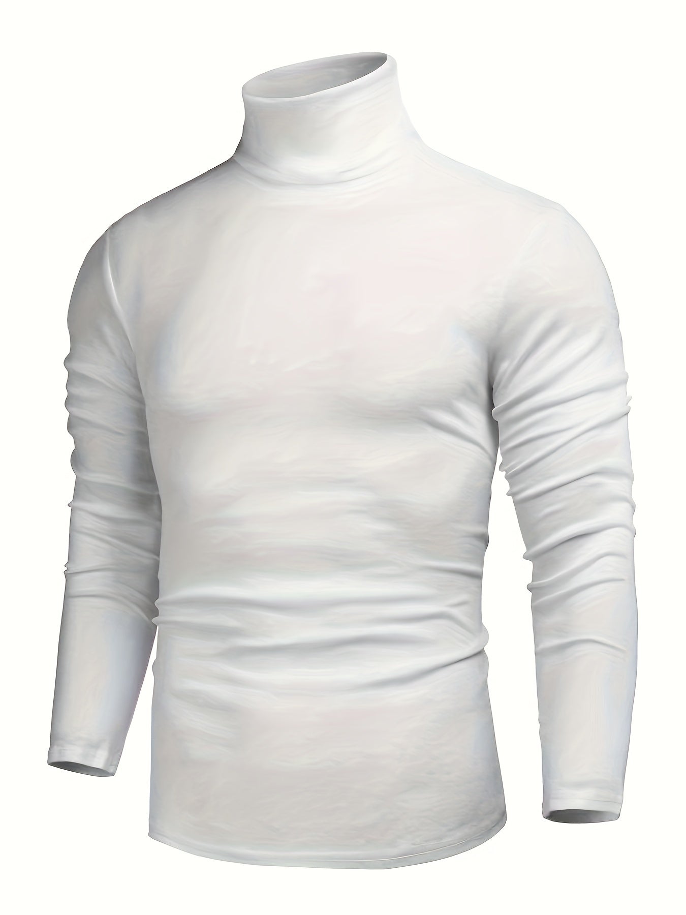 Men's Fleece-Lined High Collar Shirt for Fall and Winter Solid Polyester Spandex