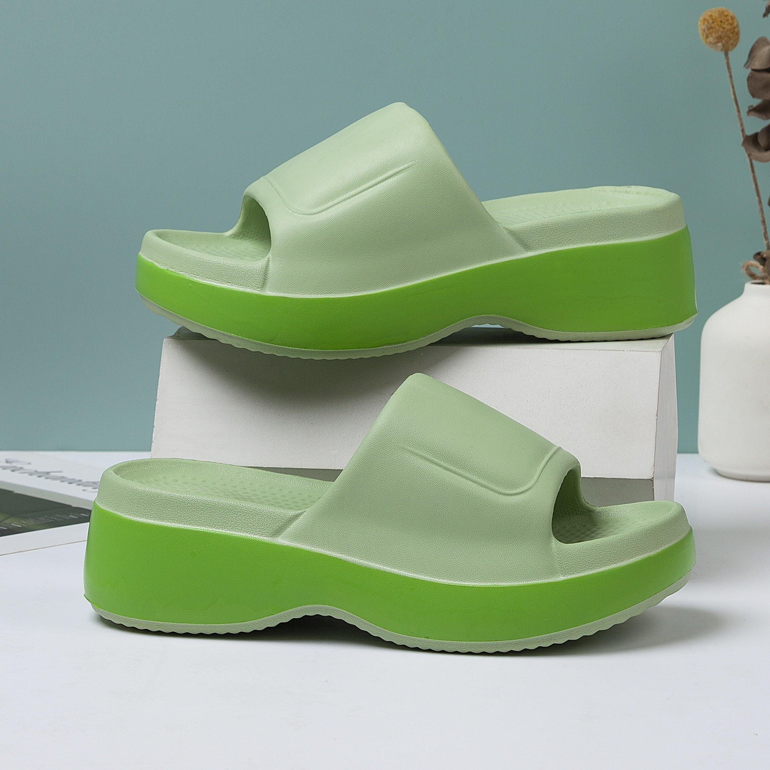 Women's EVA Geometric Double Band Mid-Heel Sandals for Summer