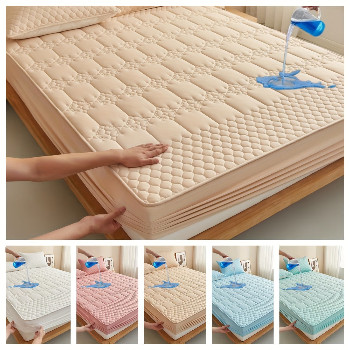 Waterproof Mattress Protector Fitted Sheet Quilted Assorted Colors Full Size Bed